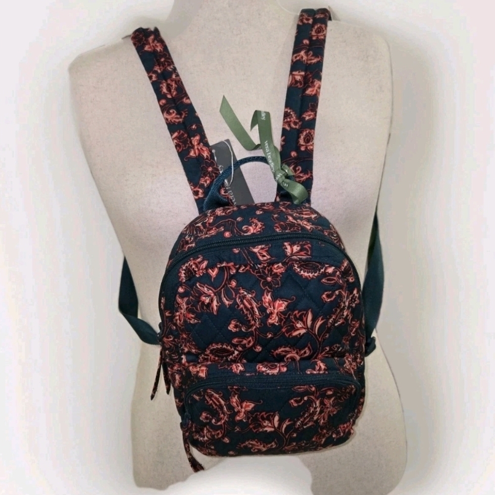 NWT VERA BRADLEY Mini Banbury Backpack-Victorian Vines Green Red